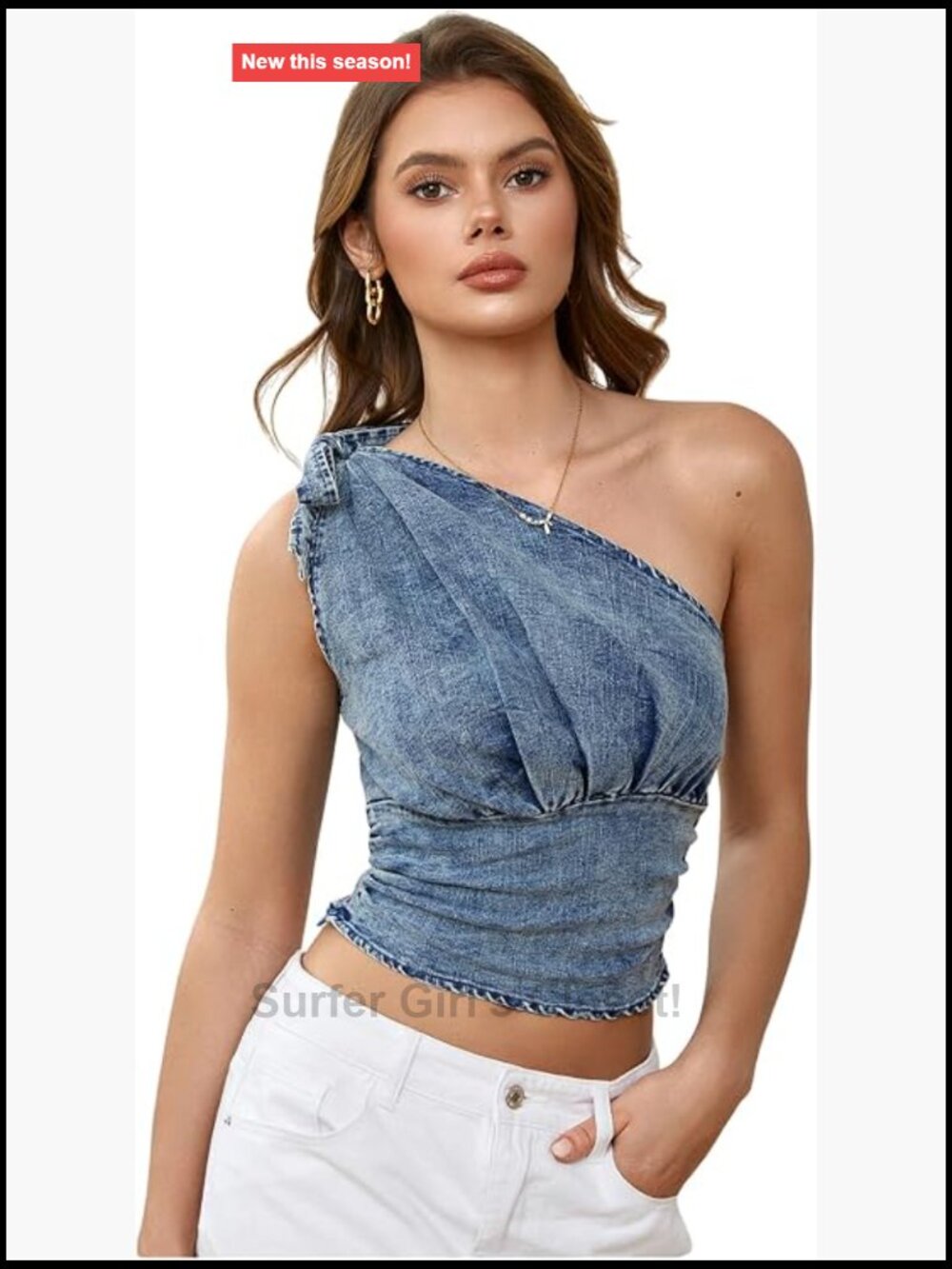 Sleeveless Denim Cami Jean Vest Bustier Crop Tank Top
